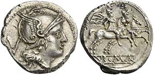 Anonymous, Quinarius, Rome, ca. 211-208 BC; ... 