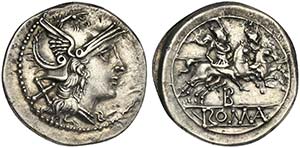 B series, Denarius, Etruria (?), ca. 211-208 ... 