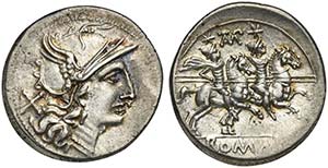 TAMP series, Denarius, Rome, ca. 194-190 BC; ... 