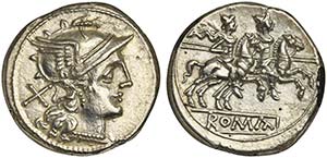 Anonymous, Denarius, Rome, ca. 189-180 BC; ... 