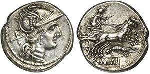 Prawn series, Denarius, Rome, ca. 179-170 ... 