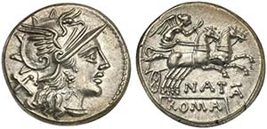 Pinarius Natta, Denarius, Rome, 149 BC; AR ... 