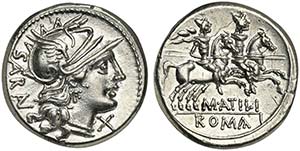 M. Atilius Saranus, Denarius, Rome, 148 BC; ... 