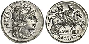 M. Atilius Saranus, Denarius, Rome, 148 BC; ... 