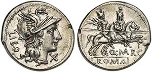 Q. Marcius Libo, Denarius, Rome, 148 BC; AR ... 