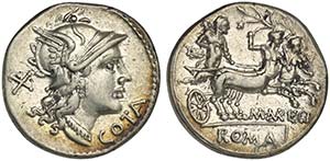 M. Aurelius Cotta, Denarius, Rome, 139 BC; ... 