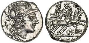 C. Renius, Denarius, Rome, 138 BC; AR (g ... 