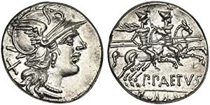 P. Aelius Paetus, Denarius, Rome, 138 BC; AR ... 
