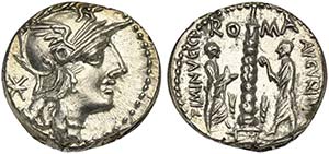 Ti. Minucius C.f. Augurinus, Denarius, Rome, ... 
