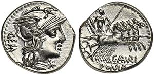 C. Aburius Geminus, Denarius, Rome, 134 BC; ... 
