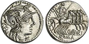 C. Aburius Geminus, Denarius, Rome, 134 BC; ... 