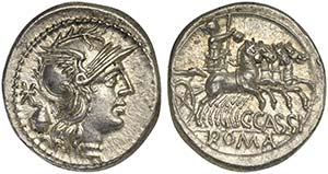C. Cassius, Denarius, Rome, 126 BC; AR (g ... 