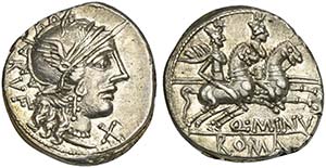 Q. Minucius Rufus, Denarius, Rome, 122 BC; ... 