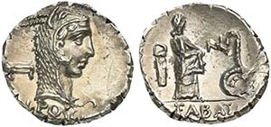 L. Roscius Fabatus, Denarius Serratus, Rome, ... 