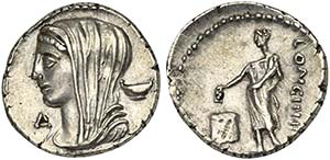 L. Cassius Longinus, Denarius, Rome, 63 BC; ... 