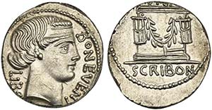 L. Scribonius Libo, Denarius, Rome, 62 BC; ... 