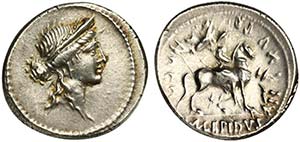 M. Aemilius Lepidus, Denarius, Rome, 61 BC; ... 