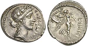 L. Vinicius, Denarius, Rome, 52 BC; AR (g ... 