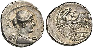 T. Carisius, Denarius, Rome, 46 BC; AR (g ... 