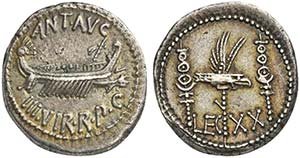 M. Antonius, Denarius, Military mint ... 