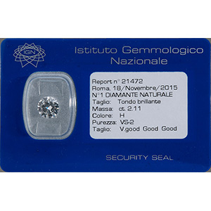 BLISTERED DIAMOND, 2,11 CT; ; certified ... 