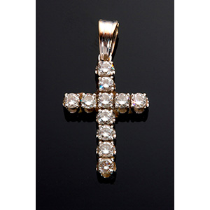 18K Gold and diamonds cross; ; set with 11 ... 