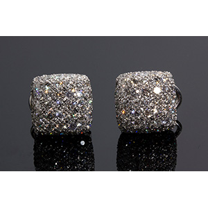 Ladies Square Pave Diamond Stud Earrings; ; ... 