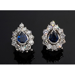 Pair of Blue Sapphires & Diamond Pear ... 