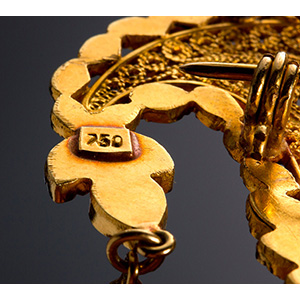 Vintage 18K Gold Pendentif Brooch ... 