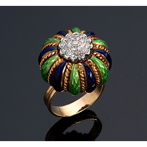 Fine quality gourd shaped 18K gold ring -  ... 