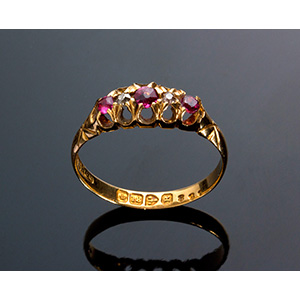 Antique Victorian 18K yellow gold ring with ... 