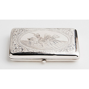 Silver and Niello sigarette case,  MOSCOW  ... 