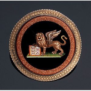 Silver gilt mounted micromosaic brooch, ... 