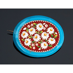 Micromosaic brooch with beautiful daisies ... 