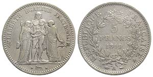 France, AR 5 Francs 1849 (37mm, 24.70g, 6h). ... 