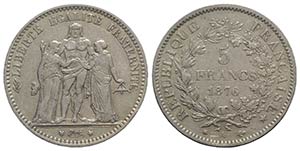 France, AR 5 Francs 1875 (37mm, 25.03g, 6h). ... 