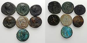 Lot of 7 Roman Imperial Æ Asses, to be ... 