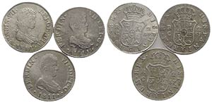 Spain, Ferdinando VII (1808-1833). Lot of 3 ... 