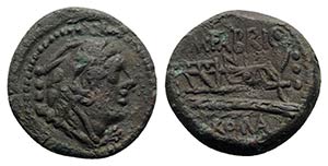 M. Fabrinius, Rome, 132 BC. Æ Quadrans ... 