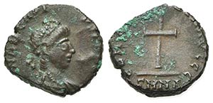 Arcadius (383-408). Æ (10mm, 0.95g, 6h). ... 