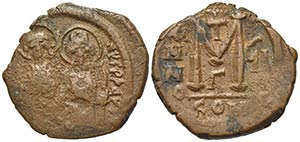 Justin II with Sophia (565-578). Æ 40 Nummi ... 