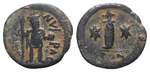 Justin II (565-578). Æ 10 Nummi (21mm, ... 