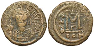 Maurice Tiberius (582-602). Æ 40 Nummi ... 