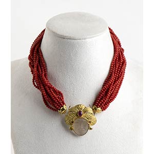 15 strand bead Mediterranean coral ... 