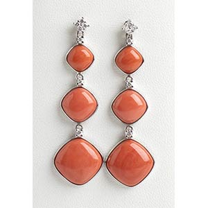 White gold earrings with Cerasuolo coral ... 