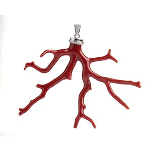 White gold pendant, red ... 