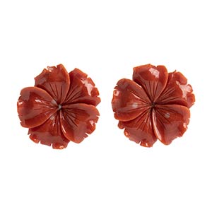 Two floral carved Cerasuolo coral (Corallium ... 