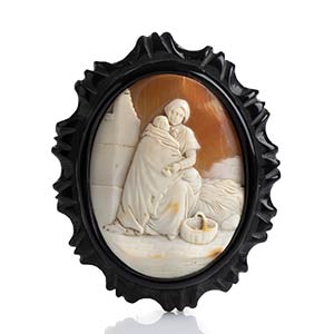 Carved shell cameo depicting woman and ... 