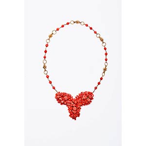 Multi-fruit necklace with a heart-shaped ... 