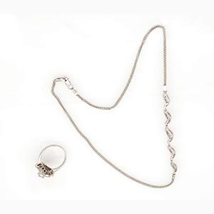 Diamonds necklace and ring; ; 14k ... 